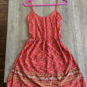Old Navy Red Floral Spaghetti-Strap Mini Dress